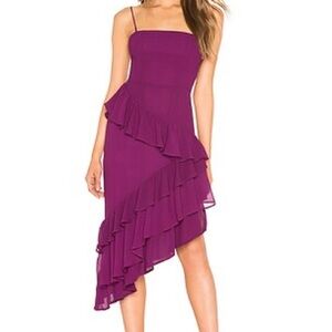 NBD Enrique violet ruffle dress